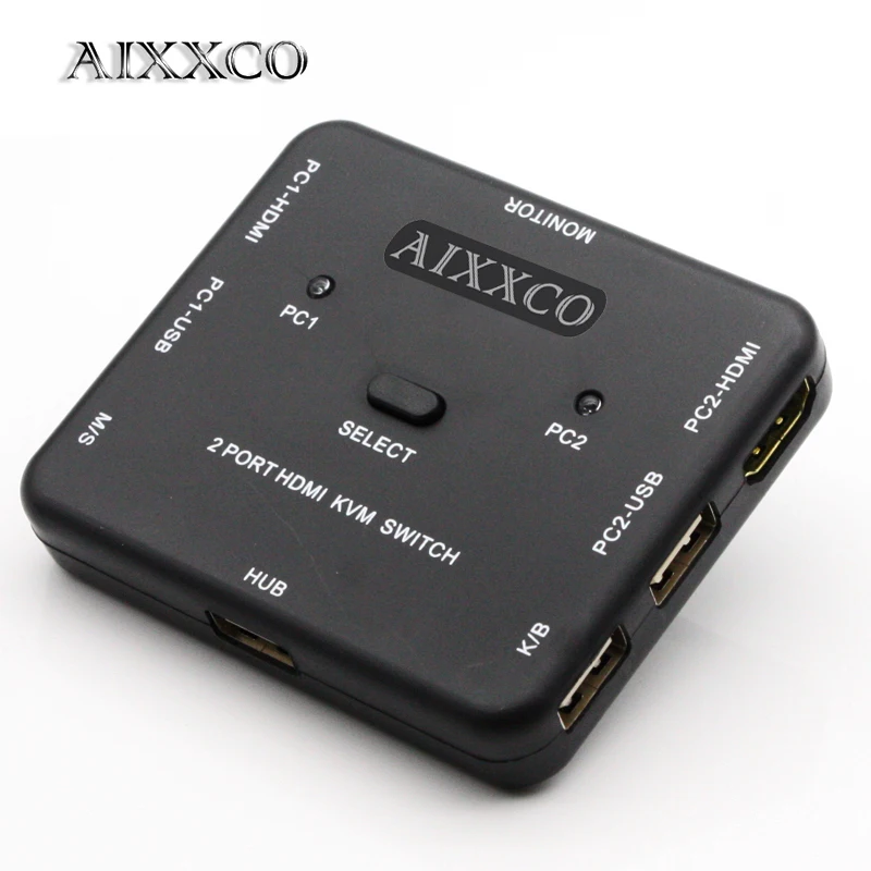  AIXXCO HDMI KVM Switch 1.4v Switcher 2 Port PCs Sharing 2 Devices for Keyboard Mouse Printer Monito