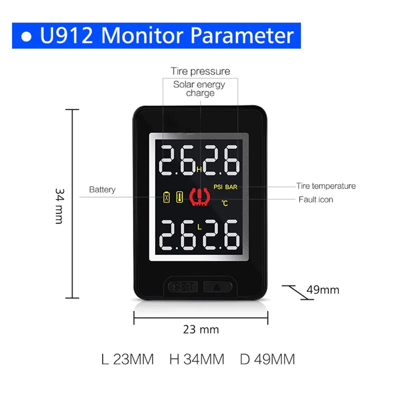 Автоматическая Беспроводная система контроля давления в шинах TPMS U912 с цветным экраном и 4 датчиками точный мониторинг в реальном времени