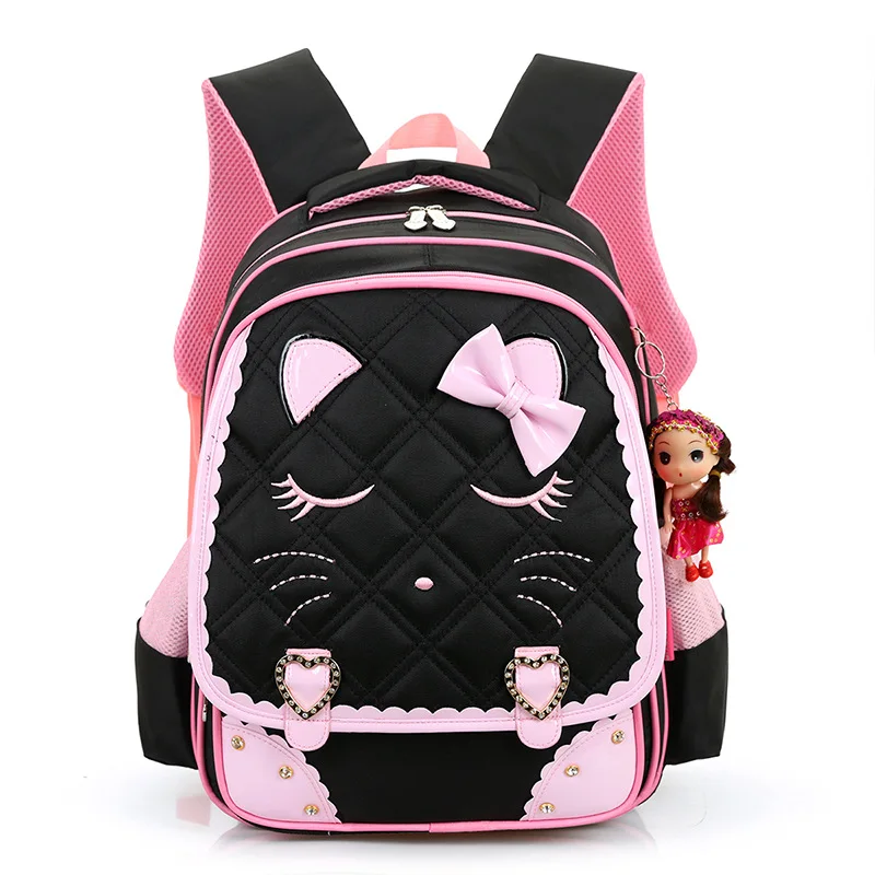 מוצר 2017 New Cartoon Cat Girls School Bags Princess Pink Children