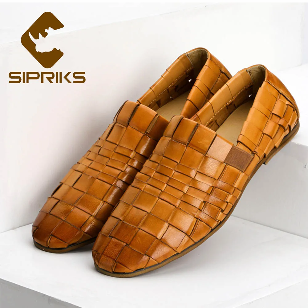leather woven loafers mens