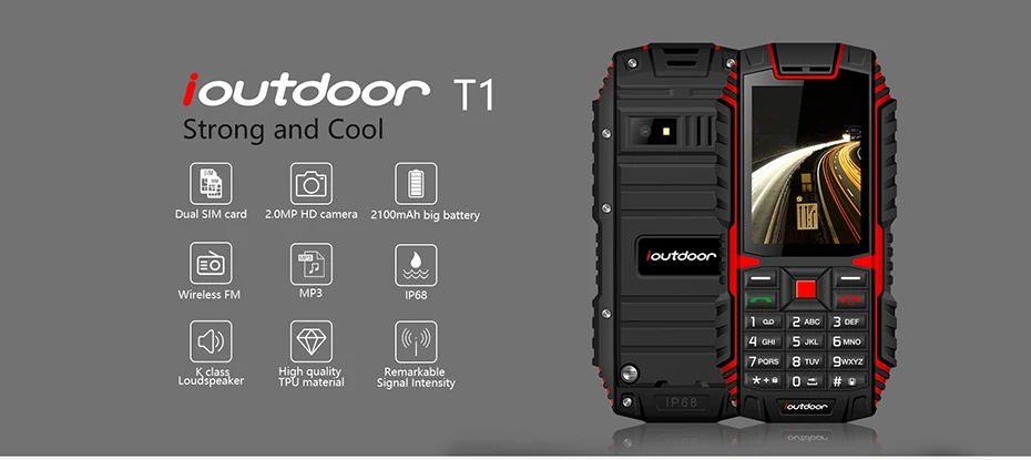 Ioutdoor T1 2G Особенности прочный телефон IP68 противоударный мобильный телефон 2,4 "128 м + 32 M GSM 2MP сзади Камера FM телефон Celular 2G 2100 mAh
