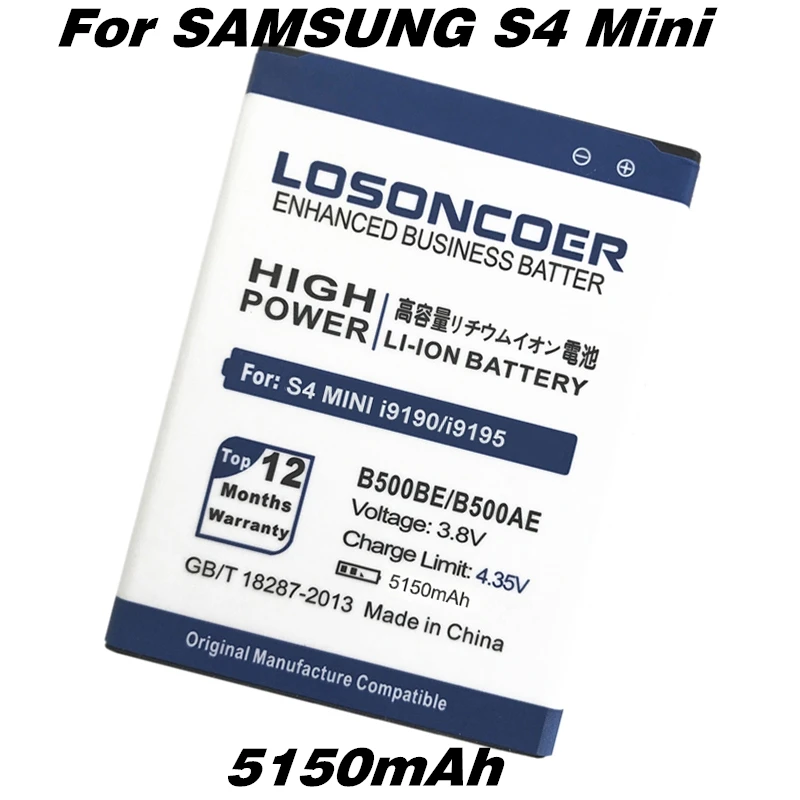 

LOSONCOER 5150mAh B500BE /B500AE For Samsung Mini S4 Battery i9198 i9192 i9195 i9190 Battery For Samsung Galaxy S4 Mini Battery