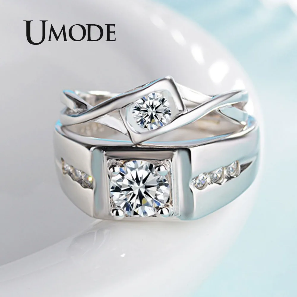 UMODE Brand Engagement Zirconia Mens Womens Love Resizable Wedding Rings Sets Promise Rings for Couples Jewelry Stes UR0445