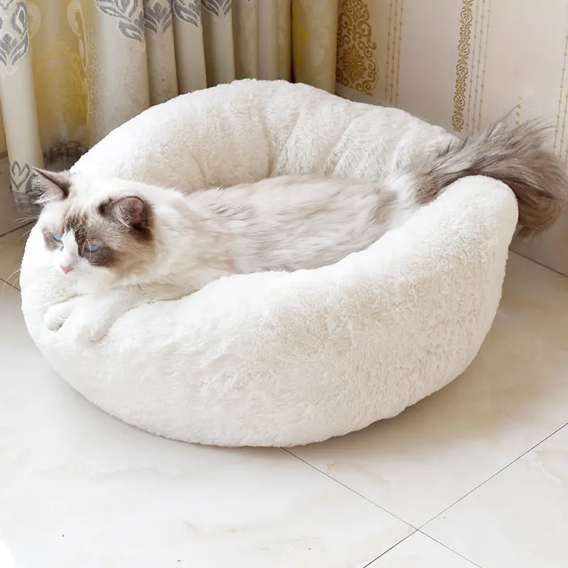 Beste 1 stks Zachte Pluizige Kat Bed Winter Warm Katten Huis Kitten Diep Slapen Kattenbakvulling Matten Mini Huisdieren Dier Kleine Honden bed cama gato