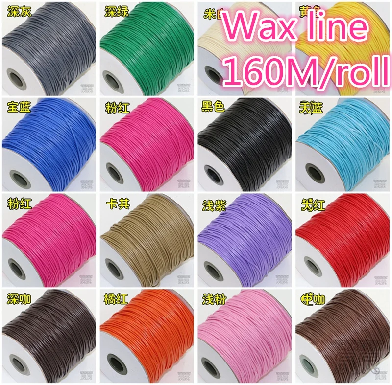 

160Meters/Roll 1mm 1.5mm Waxed Cotton Cord Waxed Thread Cord String Strap Necklace Rope Bead DIY Jewelry Making for Bracelet