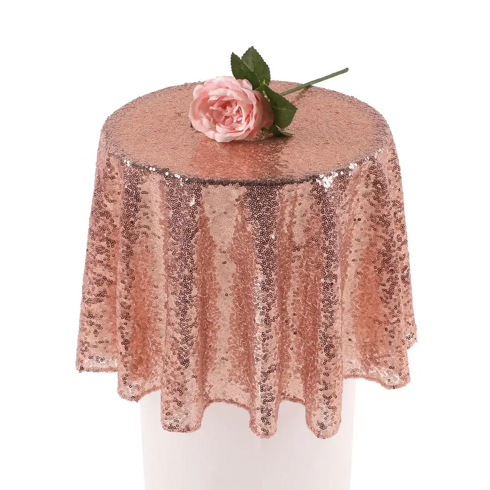 

Nordic 80cm Sequin Tablecloth Round Designed Glitter Rectangular Embroidered Sequin Table Cloth For Wedding Party