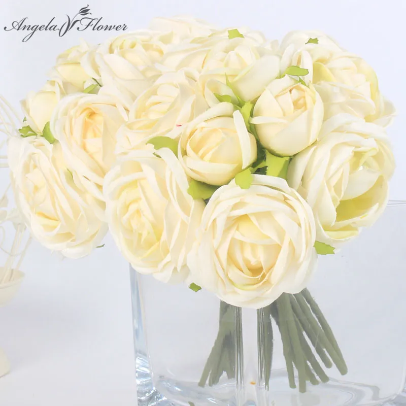 10 heads Artificial flower bouquet rose lotus bridal bouquet silk DIY
