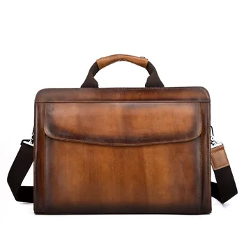 

2018 New Vintage Genuine Leather Men's Crossbody Shoulder Messenger Bag Cow Leather Ipad Tablet Notebook Zipper Business Bags