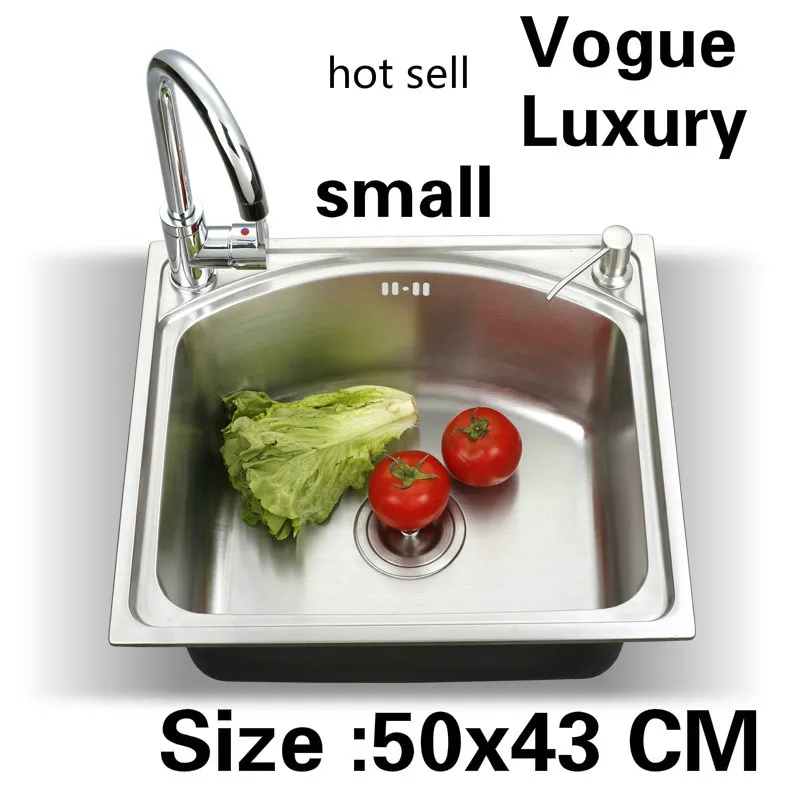 

Free shipping Home luxury kitchen single trough sink mini wash vegetables high quality 304 stainless steel hot sell 500x430 MM