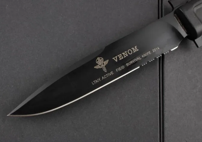 VENOM Camping Tactical Knife,N690 Blade Rubber Handle Hunting Fixed Knife,Survival Knives.