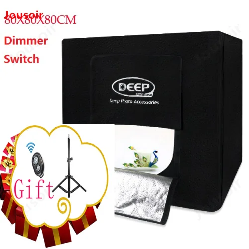 

Tabletop shooting Photo Tent 80x80x80cm Photo Studio Softbox Shooting Light Tent 2pcs LED Studio Photo Box Dimmer Switch CD15