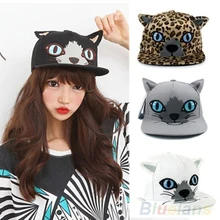 Бейсболка для девочек с кошачьими ушками в стиле хип-хоп на плоской подошве