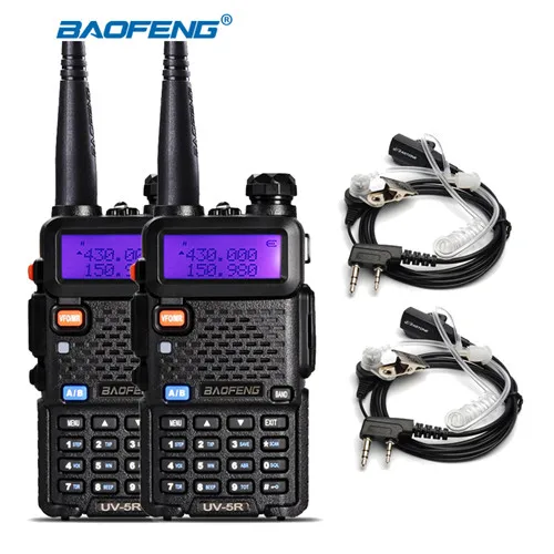 2 шт Baofeng UV-5R Двухдиапазонная рация UHF VHF радио связь UV5R портативная Рация Набор Baofeng 5R радиоприемники черный - Цвет: radios 2 headsets