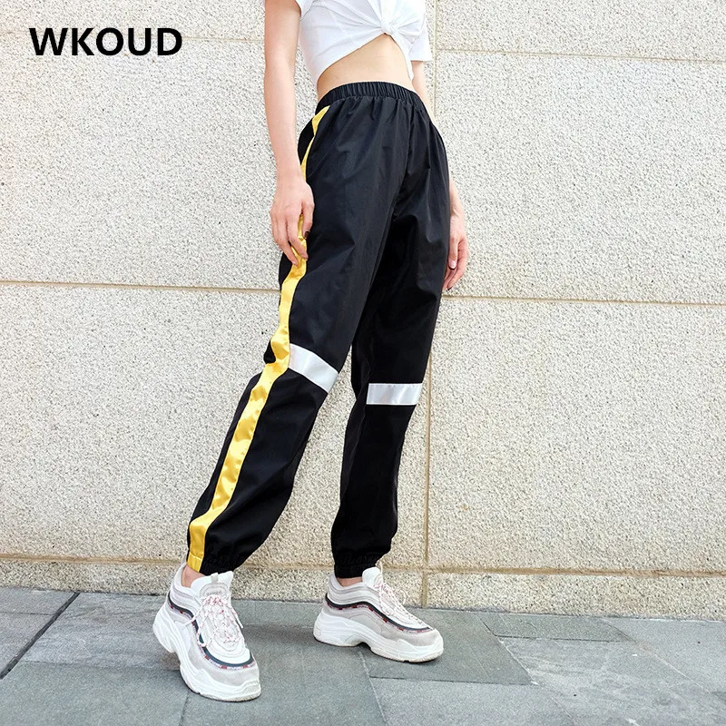 Wkoud Women S Cargo Pants Casual High Waist Black Trousers Side