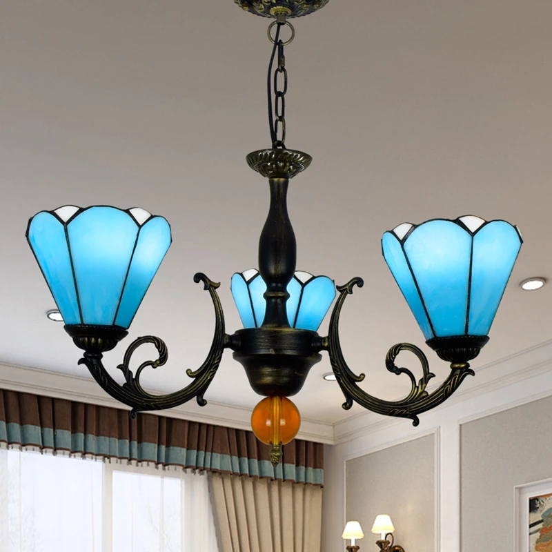 Тиффани-барокко витраж подвесной светильник E27 светодиодный железная цепь подвесной светильник ing лампа для дома, гостиной столовой - Цвет корпуса: see chart