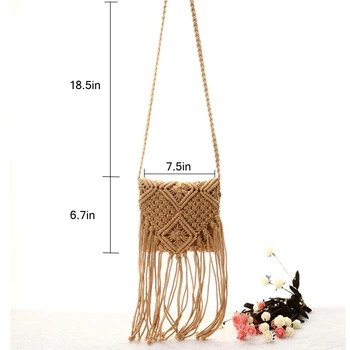 

Fringe Tassel Crossbody Shoulder Bag Woven Handmade Boho Beach Travel Handbag for Women