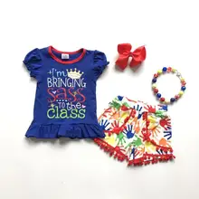 Хлопковый бутик для маленьких девочек, I'm being sass, комплект для занятий спортом, шорты с оборками, школьная одежда с помпонами, подходящие аксессуары