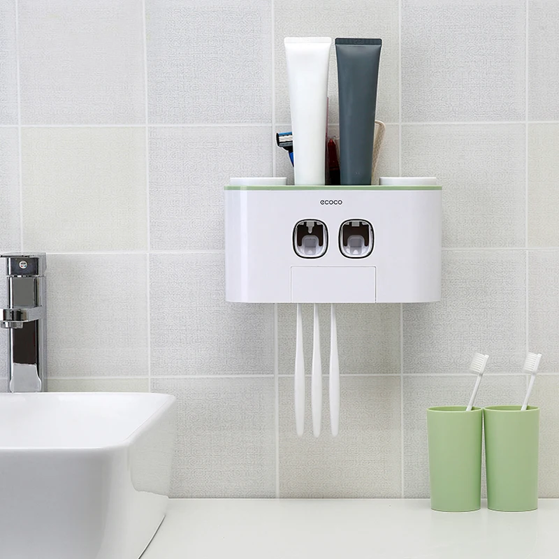 Automatic Squeeze Toothpaste Storage Racks Shelves Wall Mounted