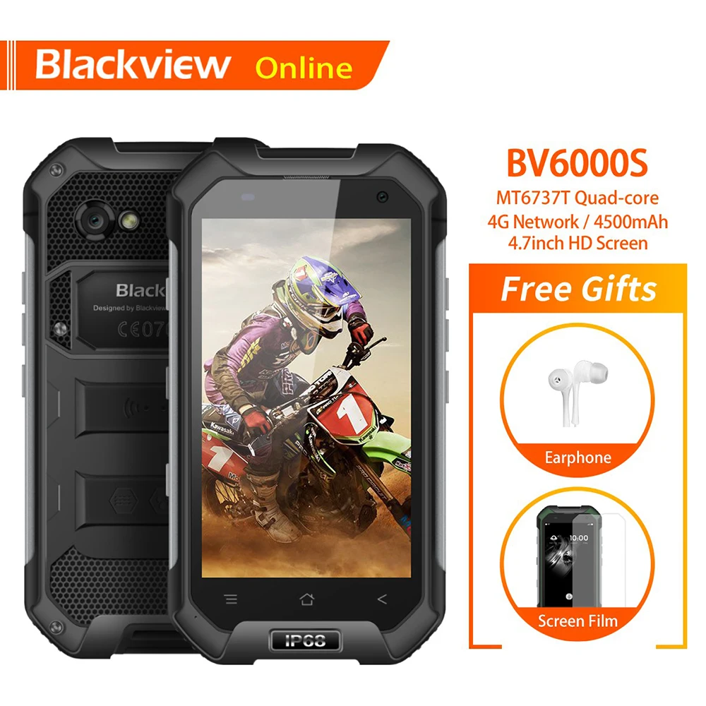 Blackview BV6000S оригинальный 4 7 &quotIP68 водонепроницаемый прочный мобильный телефон 2 Гб + 16 13.0MP 4500 мАч Dual SIM 4G Жесткий