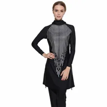2017 Modest Full Cover Muslim Swimwear Plus Size Female Swimsuit Beach Bathing Suit Burkinis for Muslim Girls Sequins printing