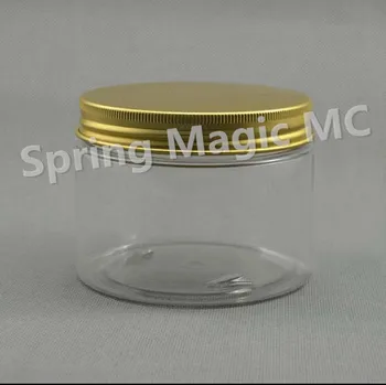 

350g Transparent PET Cream Jars Used for mask/Essence capsules/hair waxes.Plastic Cosmetic Jars With Gold Aluminum Lid PET Jars