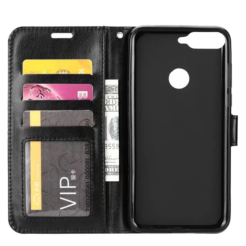 New For Huawei Y6 2018 PU Leather Case For Huawei Y6 2018 Case Filp Wallet Cover Silicone Fundas Card Slot Stand Phone Cases (9)