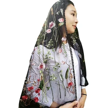 Полевые цветы черные цветочные кружева Обёрточная бумага Мантилья цветочный Винтаж вдохновил кружева с длинным фаты Вуаль де Mariage Нуар