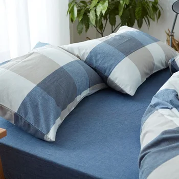 

2PCS 74x48cm 100% washed cotton grid pattern pillowcase bedroom plaid pillow case envelope type single pillow cover bed