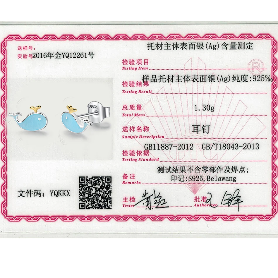 Серьги ELESHE из серебра 925 пробы с голубым искусственным дельфином серьги золотой