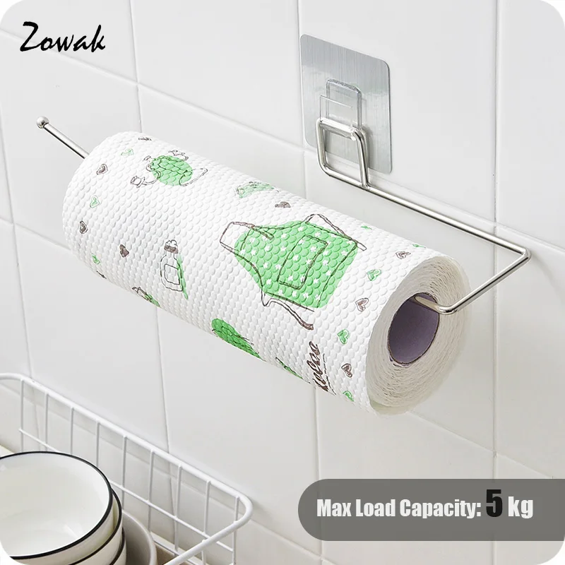 

Paper Towel Holder Self Adhesive Kitchen Cabinet Pantry Wall Mount Toilet Napkin Roll Rack Organizer Hanger Bathroom Garage Rack