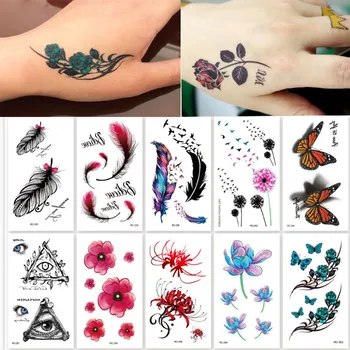 

One time face body tattoo sticker flower feather butterfly shape designed water transfer temporary tattoo sticker RA019