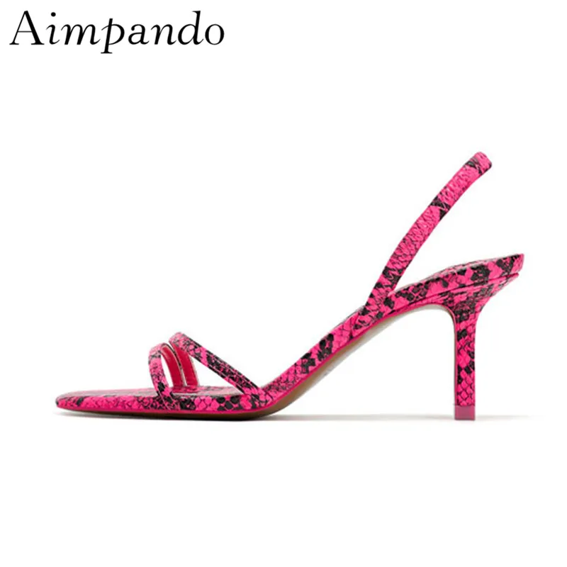 

Concise Narrow Band Holiday Sandals Women Thin Heels Open Toes Back Strap Sexy Serpentine 2019 Summer Shoes Woman