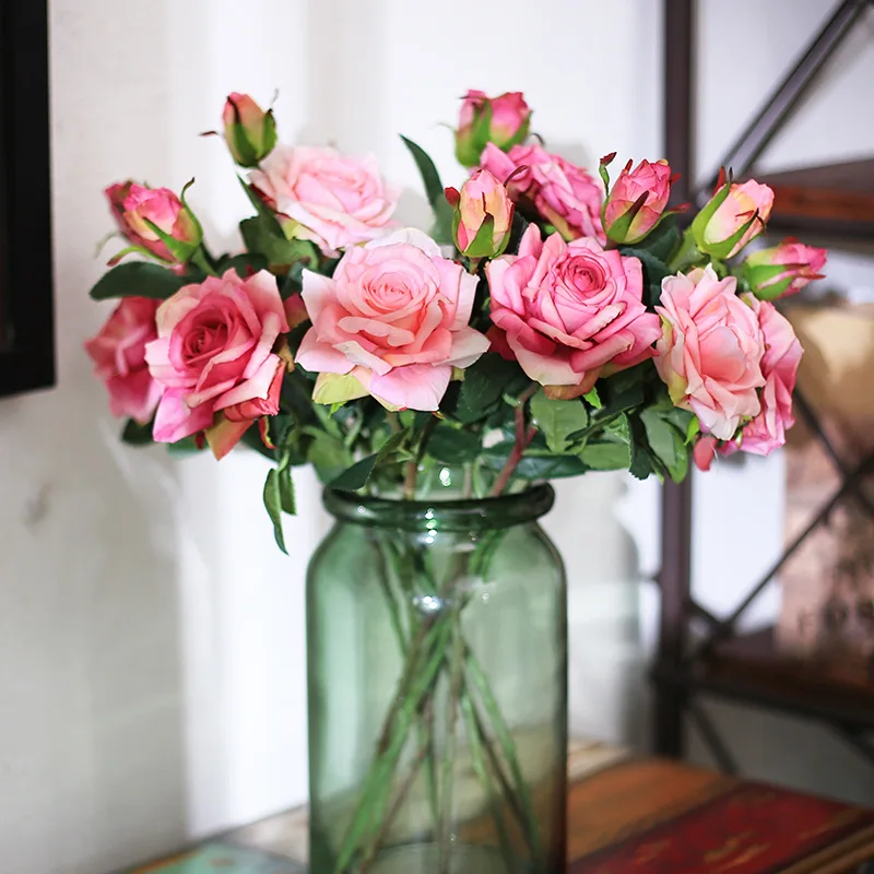 artificial flowers red roses peonies home decor wedding  (16)