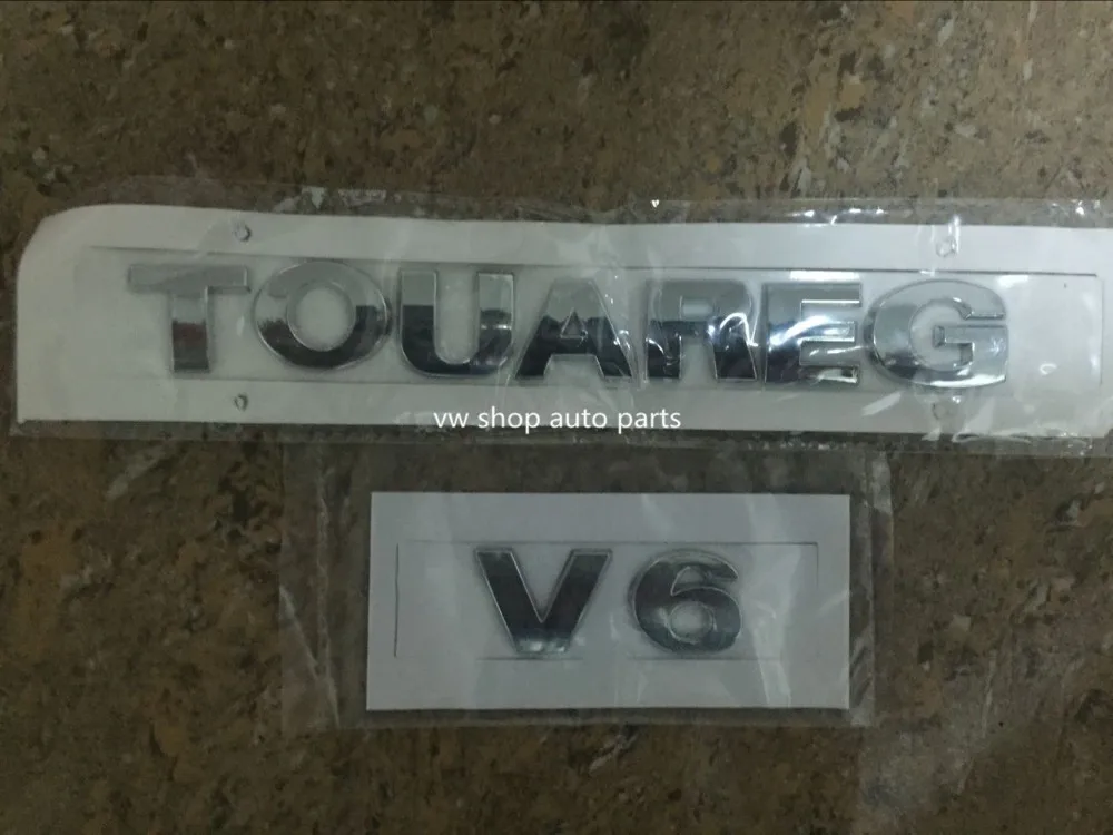 New oem quality 1set 2pcs TOUAREG V6 Bright CHROME REAR BADGE Emblem For VW 7L6 853