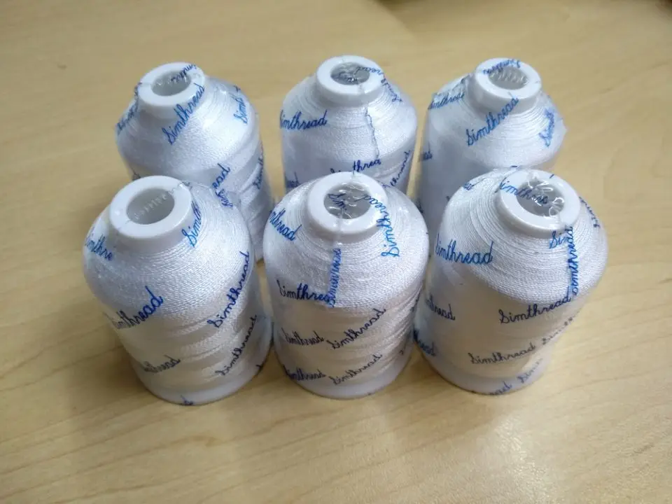 

6 White color 100% Rayon Machine Embroidery Thread 800m each Ideal for Brother Janome Pfaff and Most Home Embroidery Machines