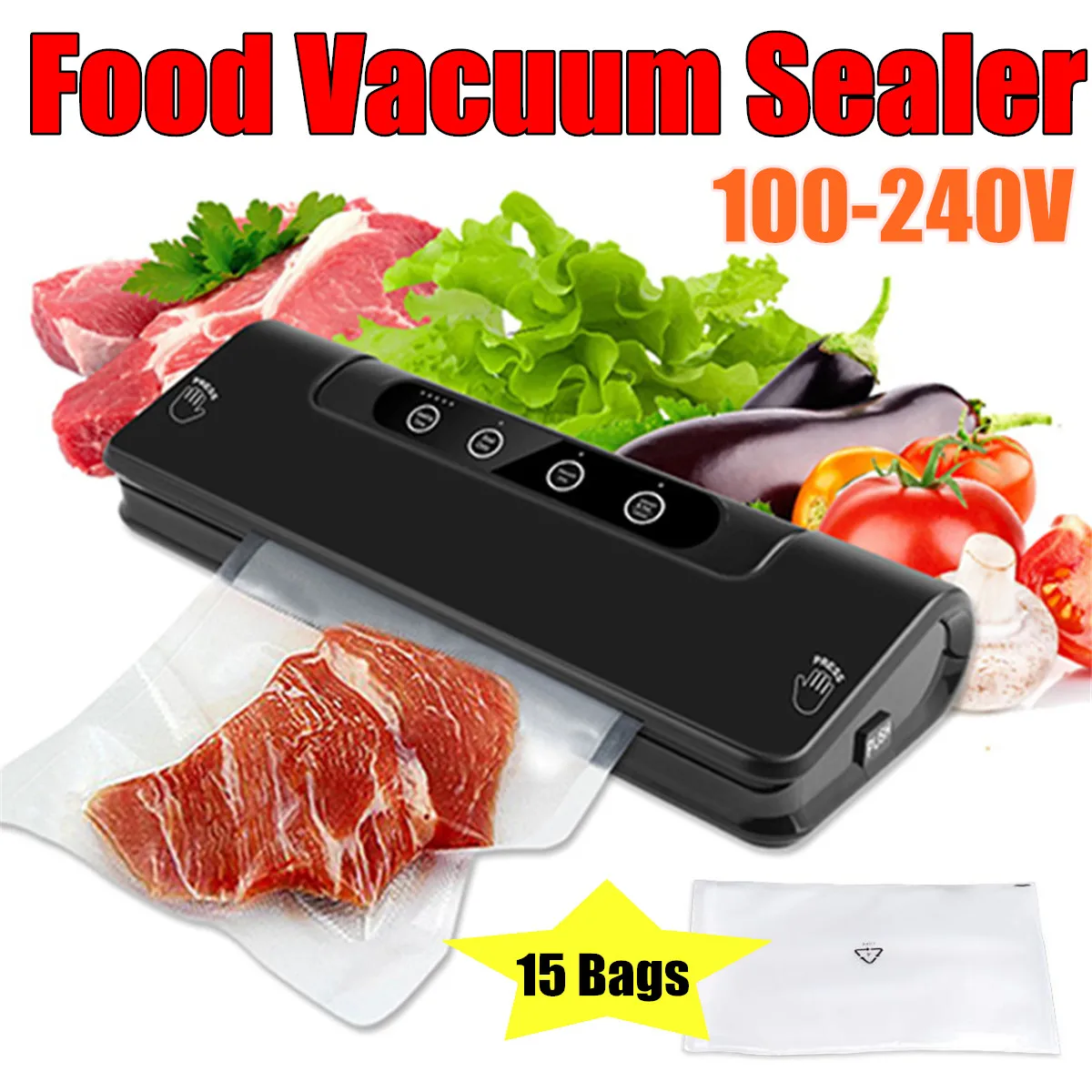 

Vacuum Sealing Machine 220V 110W Home Best Vacuum Sealer Fresh Packaging Machine Food Saver Vacuum Packer With 15Pcs Bags Free