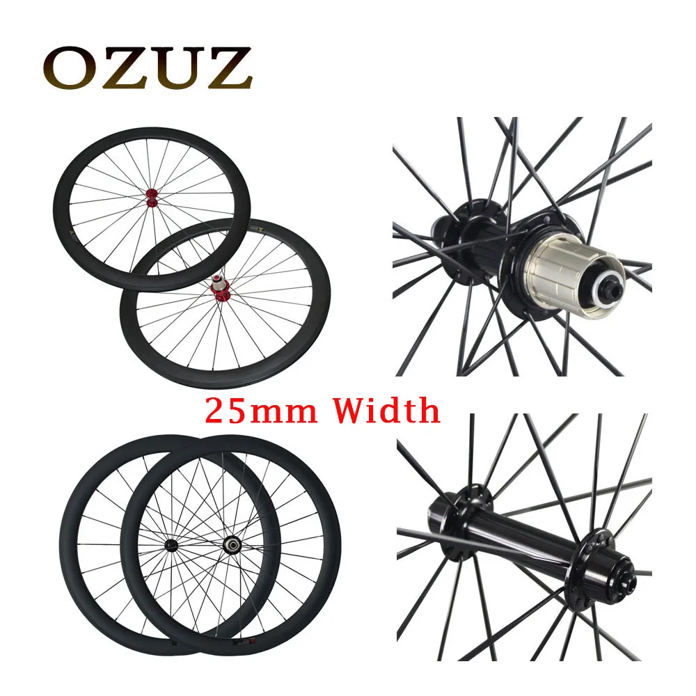 

OZUZ Ultra Light Carbon Wheels R13 Hub Front or Rear 25mm Wide Red 700c 3k Matte 38 50 mm Clincher bicycle Wheels touring Wheels