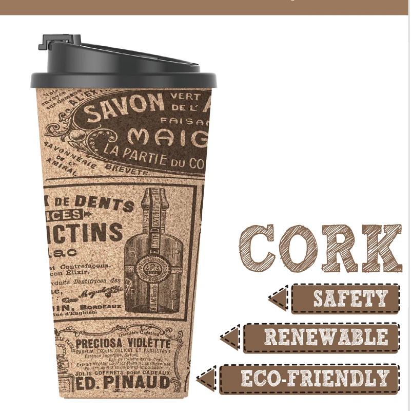 

Customizable Patented Cork+p PlA coffee mug custom anti-scalding eco friendly travel mug cups and mugs dropshipping