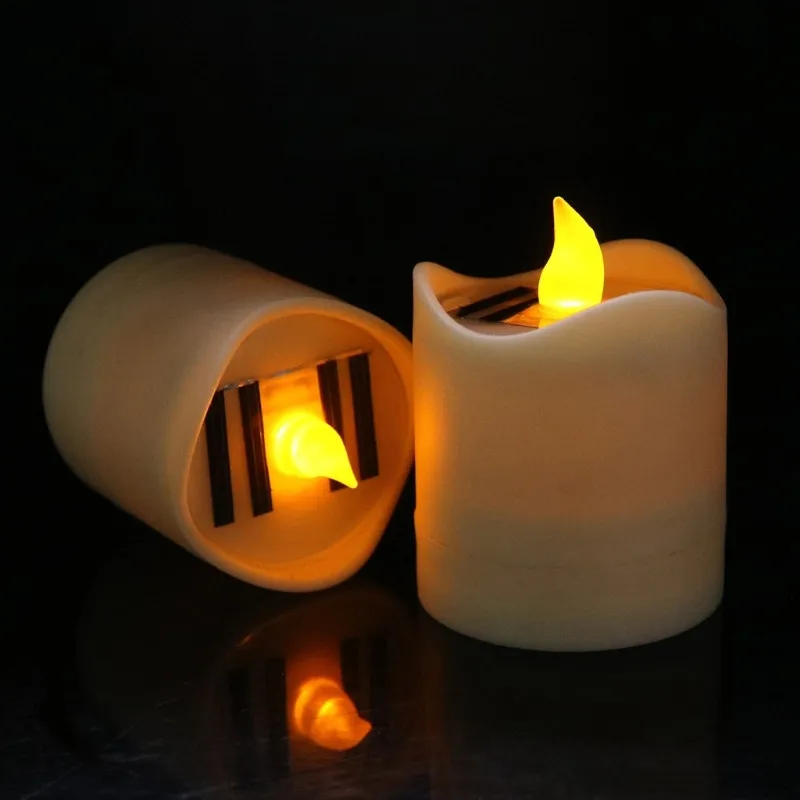 

Solar Candle Led Night Light Yellow Flicker Powered Plastic Lovely Table Party Night Lamp Yellow Flameless Led Candle Light