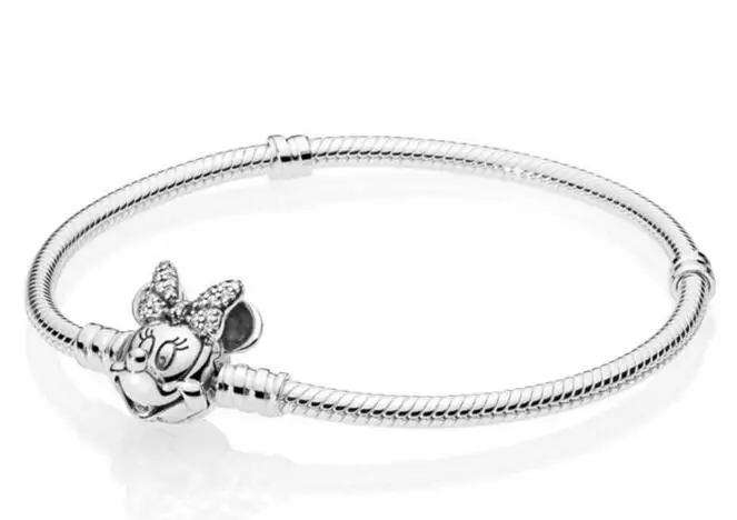 

New Year 925 Sterling Silver Original Shimmering Minnie Portrait Europe Pandora Bracelet Fit Women Charm Bangle Diy Jewelry