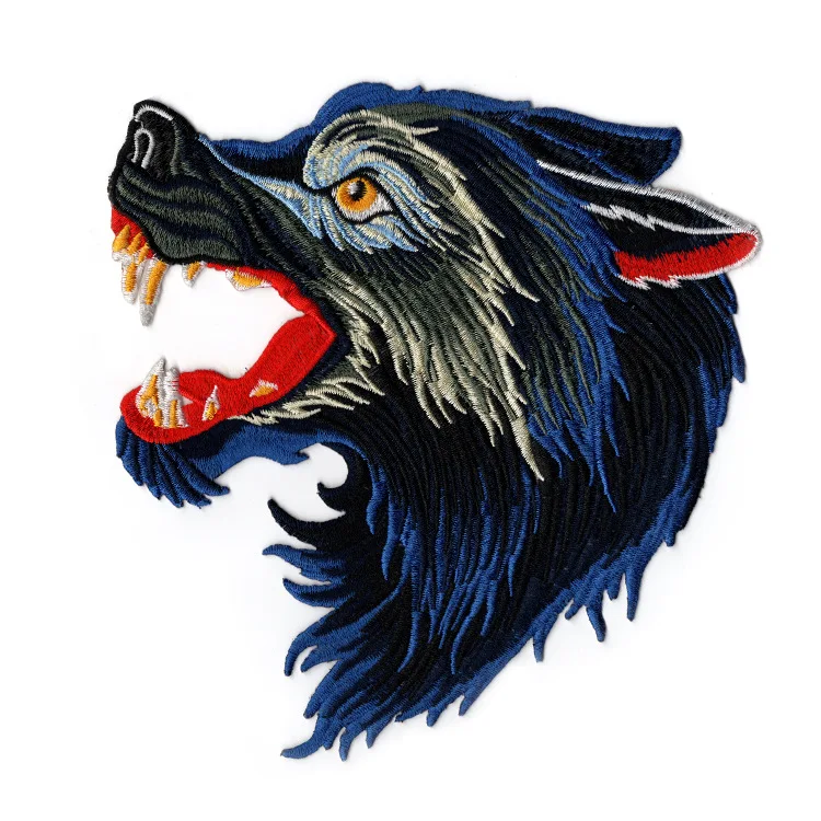 Вышивка нашивки с изображением волка для курток, значки с животными для джинсов, аппликация волка, A353