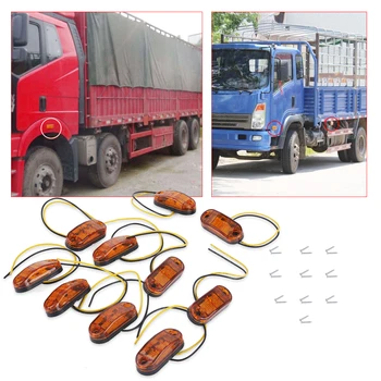 

DWCX 10x Car 12V 24 V Amber 2 LED Clearance Lamp Side Marker Light for Trailer Truck Boat Lorry Van for VW Audi BMW Peugeot Kia