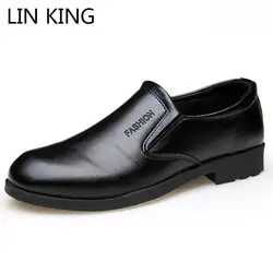 LIN KING/модные мужские строгие туфли без шнуровки с острым носком, модельные туфли-оксфорды, Свадебные вечерние туфли для мужчин, Zapatos De Hombre