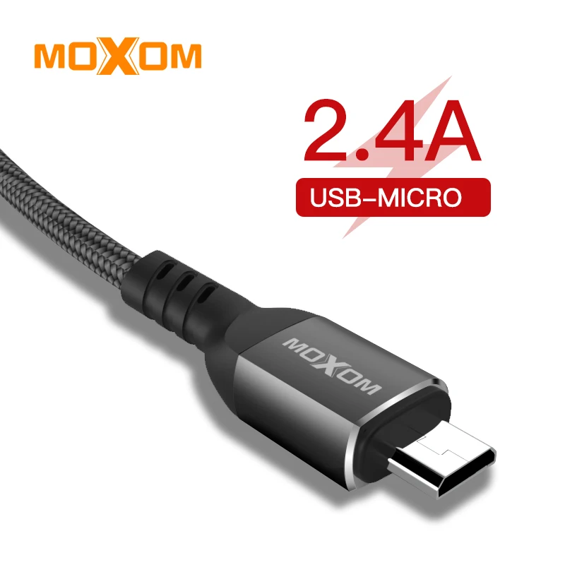 Кабель Micro USB MOXOM для Xiaomi Redmi Note 5 Pro 4 Реверсивный кабель зарядки и передачи данных