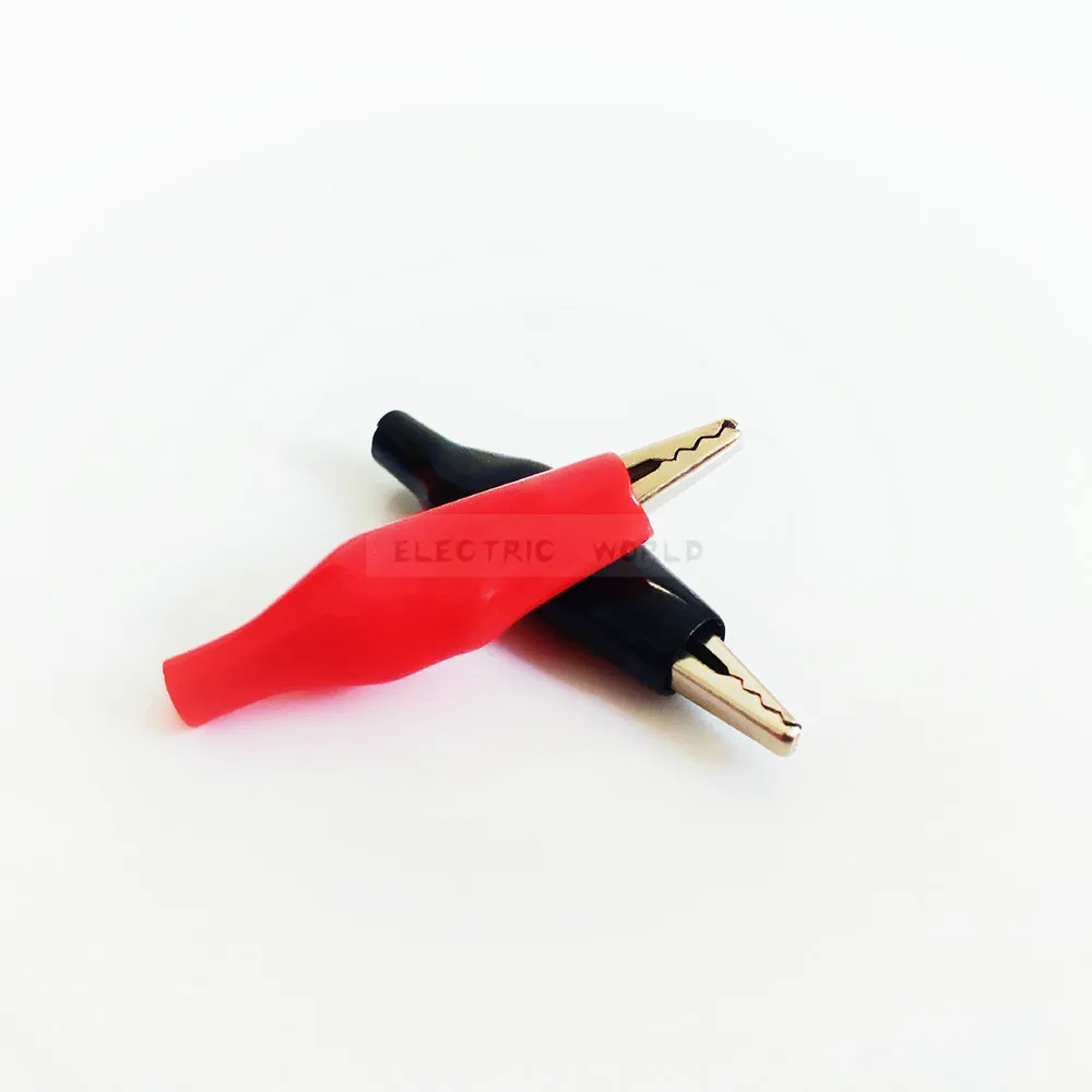 45mm Crocodile Clip 10pcs/lot G98 Electrical Clamp for Testing Probe Meter Black and Red with Plastic Boot Metal Alligator Clip alligator clips electric test clamp test probes