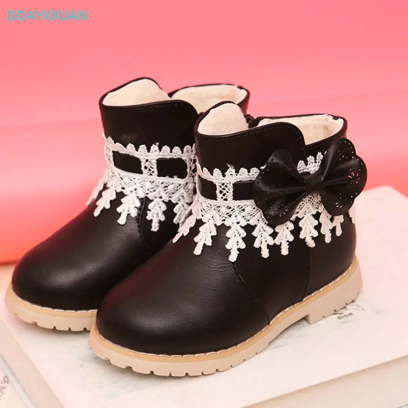 

Children Shoes Girls Boots Flower Non-slip Martin 2018 New Kids Rubber Snow Boots Sneakers Winter Toddler Kids fashion boot