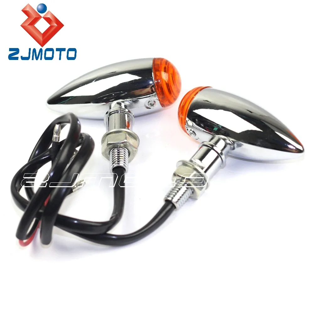 

Chrome Motorcycle Bullet Turn Signals Light Blinkers Turn Indicators For Harley Bpbber Chopper
