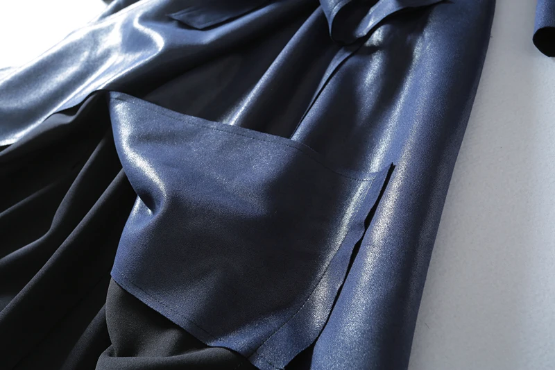 Mode Rabattu Longues Décontracté Solide Pleine Femmes 4xl Et L Nouvelle Tranchée Samgpilee 2018 Hiver Blue Automne Manches Col Tricoté Ceinture Mince 6qZxPXz