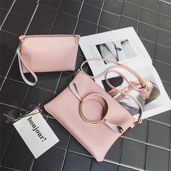 

2PCS Set Women PU Leather Handbag For One Shoulder Folding Bag And A Coin Composite Bag Purse