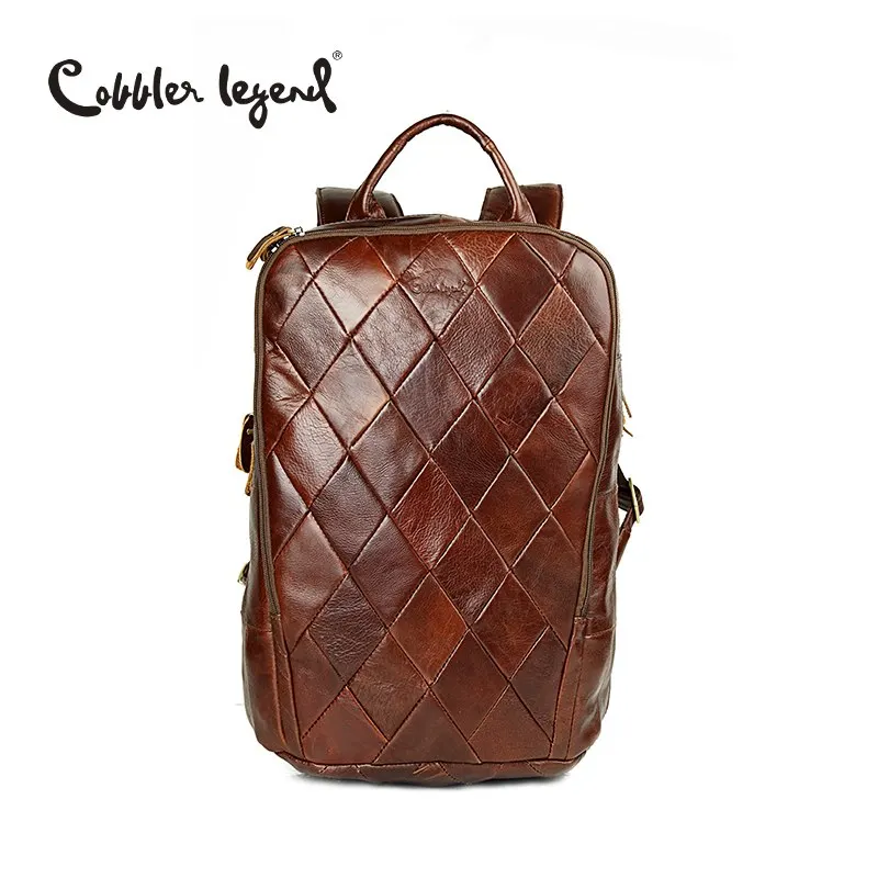 Džínové legendy 2018 New Vintage Brown pravé kožené kožené pánské batohy Počítačové rameno taška pro muže Cestovní tašky pro podnikání
